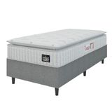 Cama Box Colchão Solteiro Espuma D45 Lazio Pillow Top 88x188x67cm Branco-cinza Hellen Suporta Até 120kg Por Pessoa