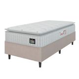 Cama Box Colchão Solteiro Espuma D45 Lazio Pillow Top 88x188x67cm Branco-bege Hellen Suporta Até 120kg Por Pessoa