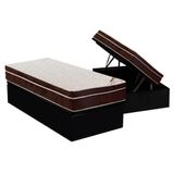 Cama Box Baú Solteiro: Colchão Ortopédico Ortobom Exclusive + Base Crc Courano Black(88x188)