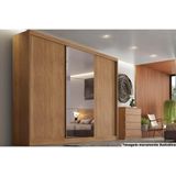 Guarda Roupa Casal 3 Portas De Correr E 6 Gavetas C- Espelho Natus Freijo Cumaru - Novo Horizonte