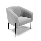 Poltrona Pé De Ferro Preto Sala De Estar Stella Suede D03 - D&#39;rossi Cor Cinza