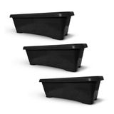 Vaso Floreira Plástico Retangular 50cm (3un) Preto