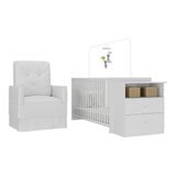 Berço Cômoda Poltrona Meu Bebê Multimóveis Mp4096 Branco