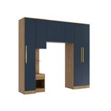 Quarto Modular Kappesberg Adapt Nogueira/azul Profundo 4 Peças 247cm