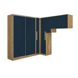Quarto Modular Kappesberg Adapt Nogueira/azul Profundo 6 Peças 246cm X 241cm