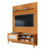 Rack Bancada Caribe Com Painel Para Tv Até 55 Polegadas Egeo Cedro Ripado Impressão 3d Edn Cedro