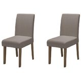 Conjunto Com 2 Cadeiras Estofada Sala De Jantar Trieste Siena Cedro / Mascavo Dobuê Cedro