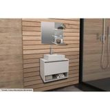 Conjunto De Banheiro Armário C-espelho Bn3608 E Balcão Suspenso Bn3607 S-cuba Pia 60cm Cor Branco - Tecno Mobili