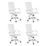 Kit 4 Cadeiras Escritório Esteirinha Diretor Home Office - Branco