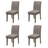 Conjunto Com 4 Cadeiras Estofada Sala De Jantar Trieste Siena Cedro / Mascavo Dobuê Cedro