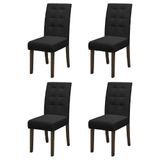 Conjunto Com 4 Cadeiras Estofada Sala De Jantar Dubai Castanho / Preto Dobuê Cas/ptotex