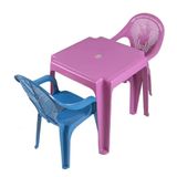 Kit Mesa Mais 2 Cadeiras Rosa E Azul Infantil 58x26cm Teddy