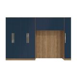 Quarto Modular Kappesberg Adapt Nogueira/Azul Profundo 4 Peças 376cm