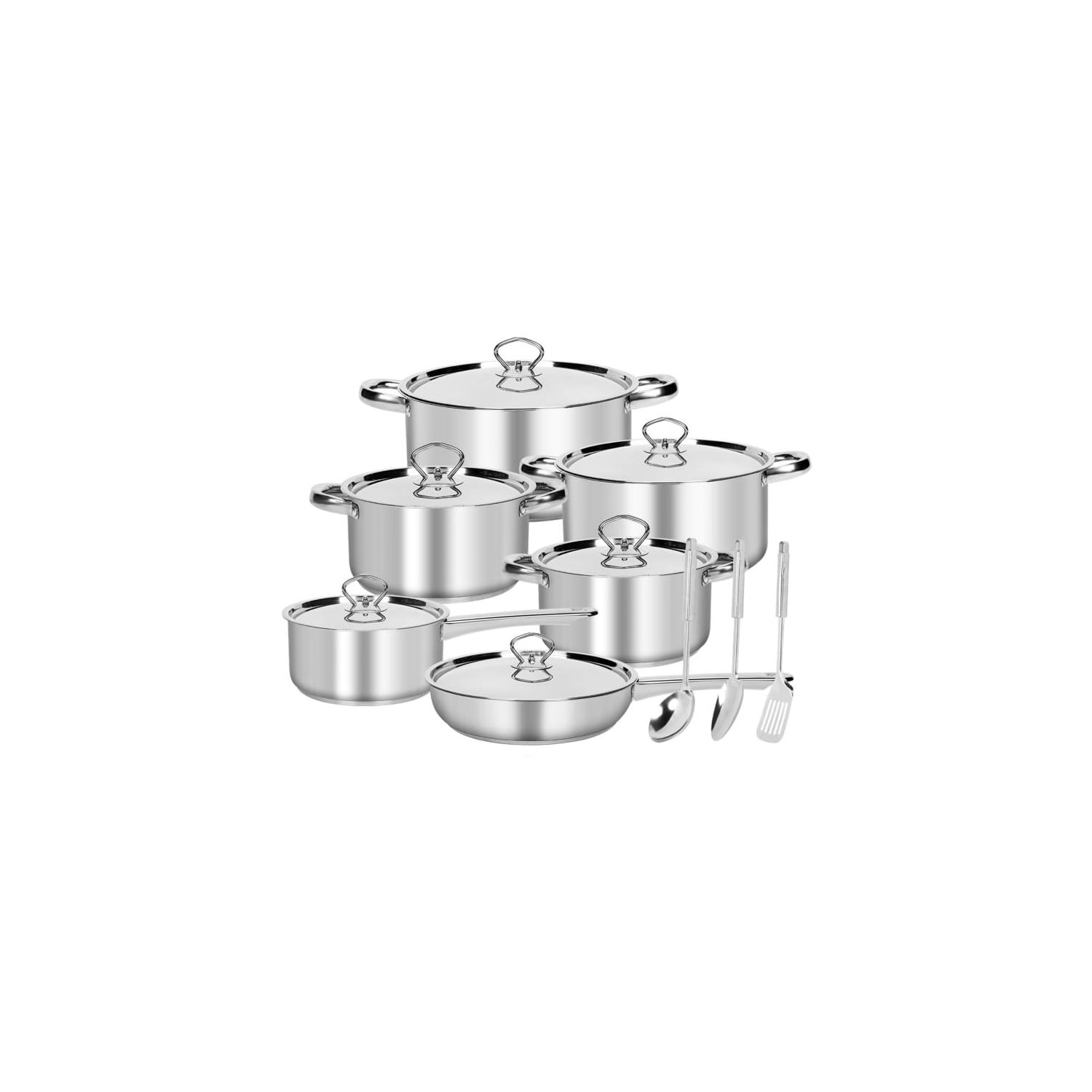 Conjunto De Utensílios De Cozinha Yolikitchen Em Aço Inoxidável 15 Peças