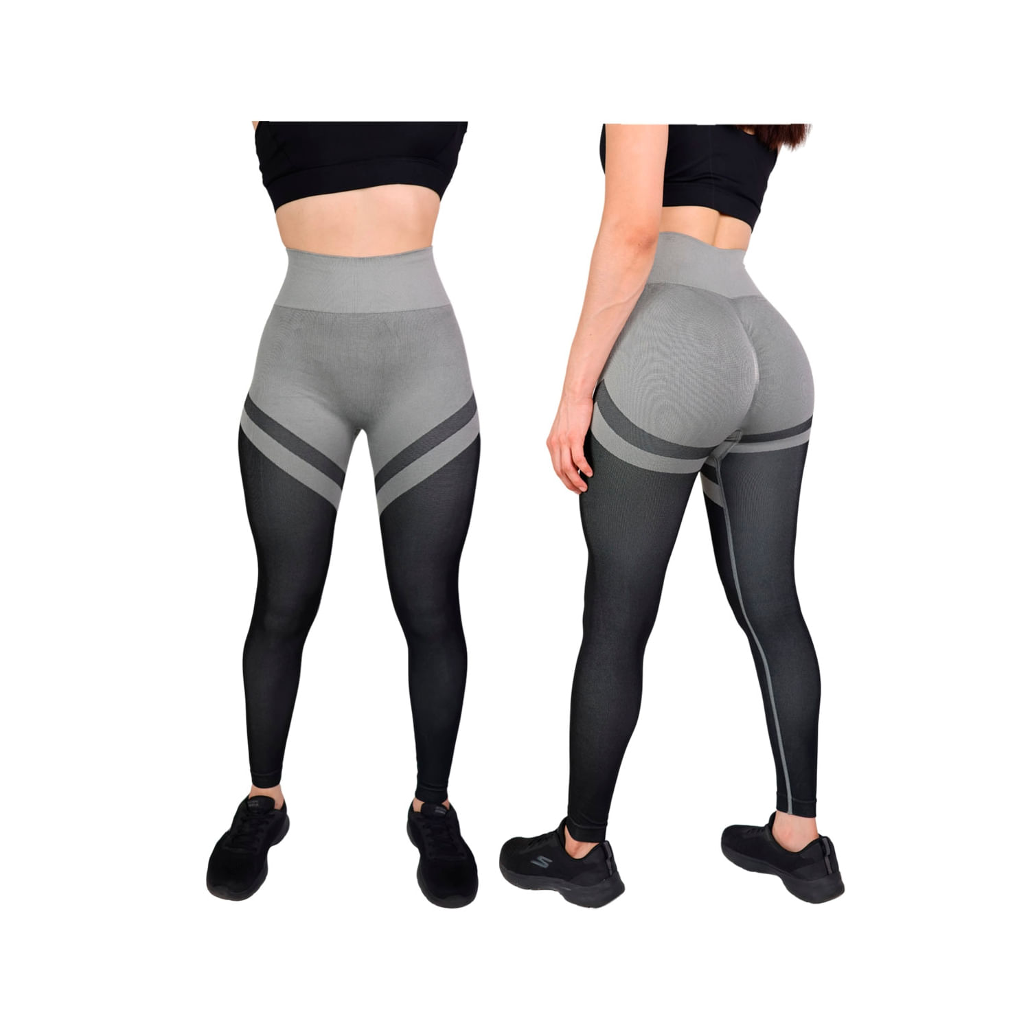 Leggings Esportivas Com Design Push-up Em Dois Tons