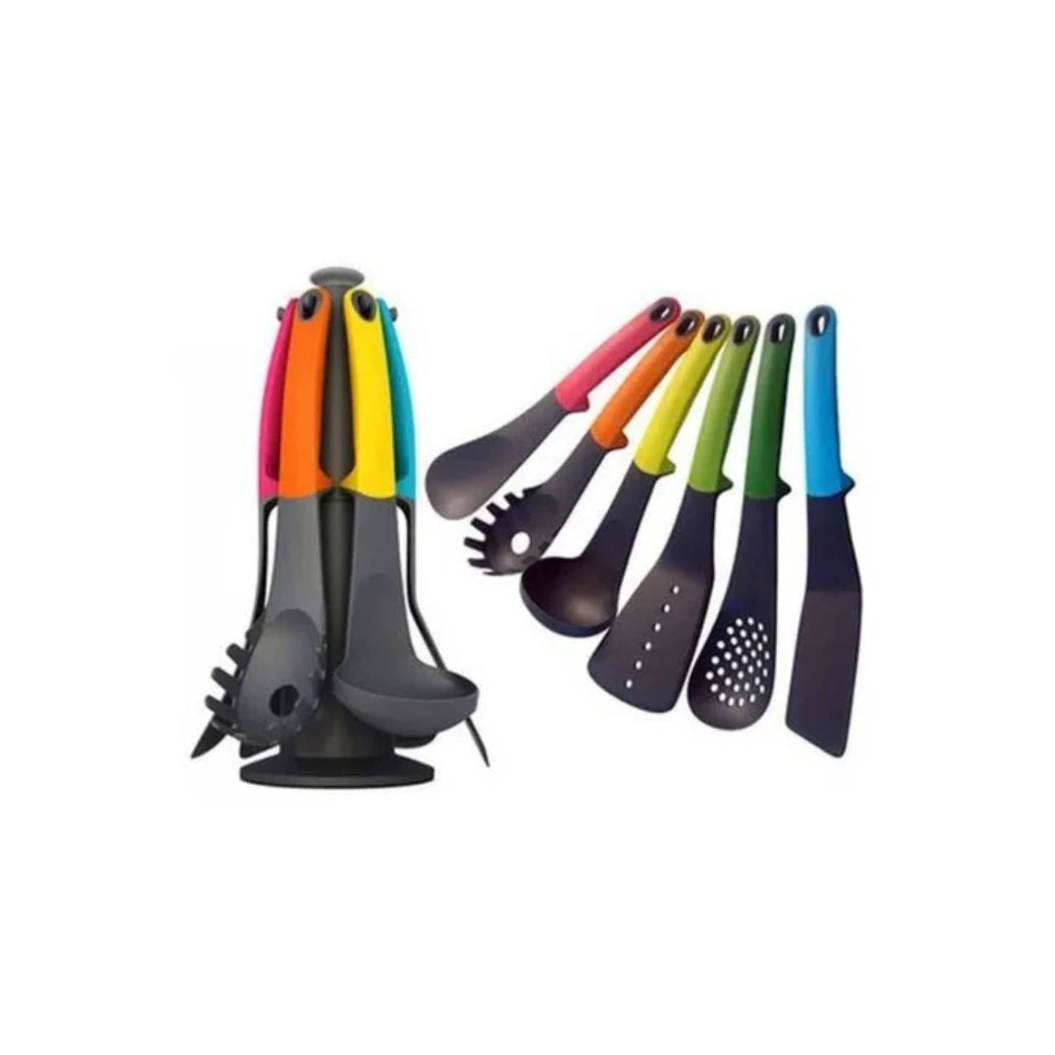 Conjunto De 6 Utensílios De Cozinha Antiaderentes Com Alça De Silicone