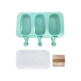 Molde De Sorvete De Silicone De 3 Cavidades Com 50 Palitos De Sorvete