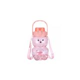 Garrafa De Água Anti-derramamento De 1 Litro Rosa Kawaii Bear Com Bastão 3d