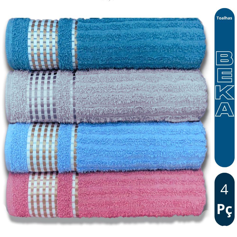 Kit 4 Toalhas De Banho Caneladas Gigante Banhão 70 X 140 Beka Mega-absorção - Modelo 2