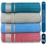 Kit 4 Toalhas De Banho Caneladas Gigante Banhão 70 X 140 Beka Mais Absorção