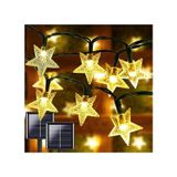 Decoração De Natal Solar Star Lights 6m Em Amarelo Quente