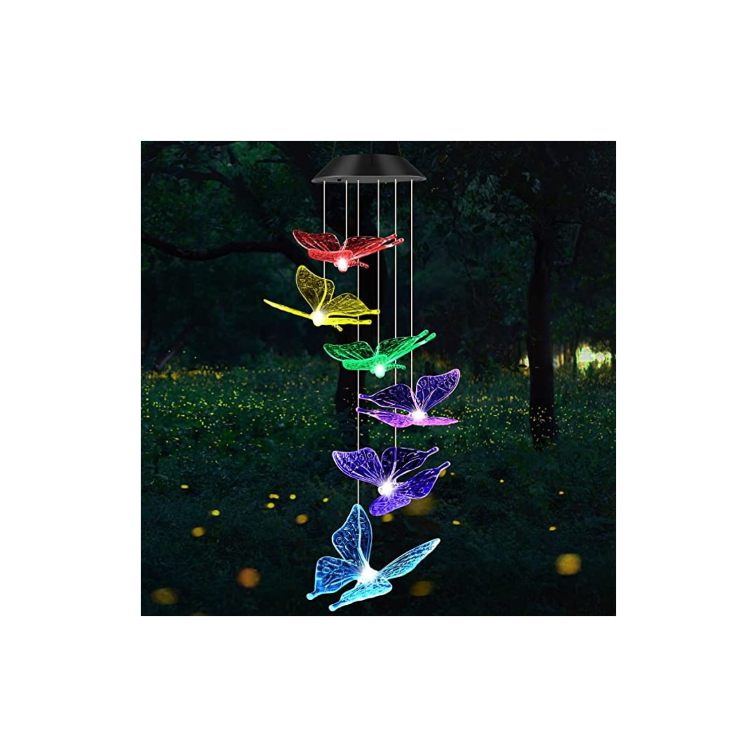 Luminária Pendente Solar Butterflies Led Multicolor Para Decoração Externa