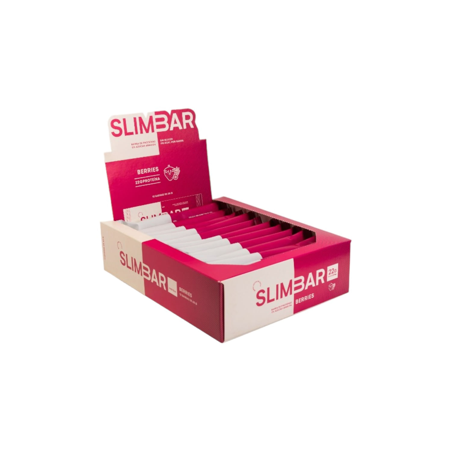 Barras De Proteína Berries Slimbar 22g De Proteína Caixa De 12