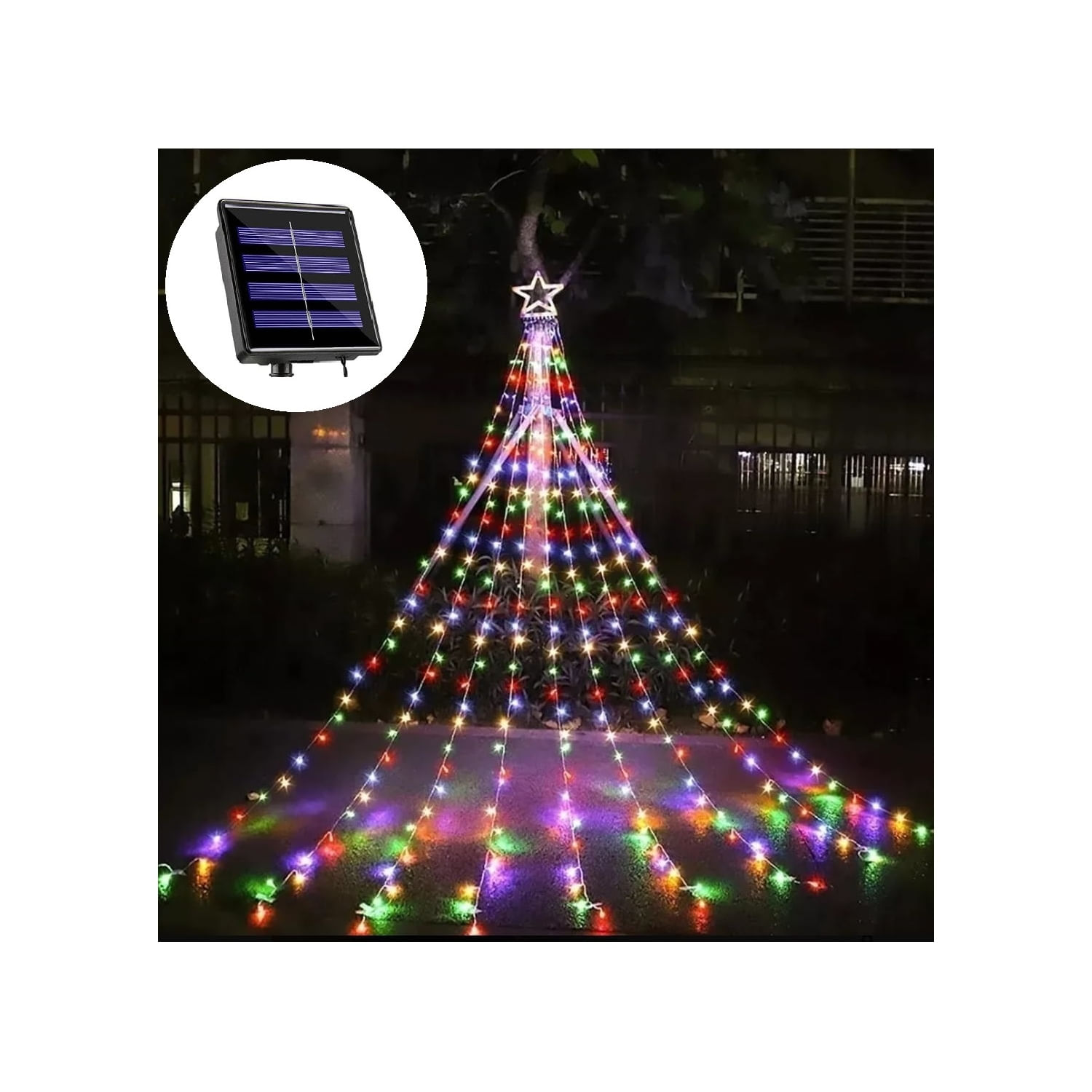 Árvore De Natal Solar Light Waterfall Star Garland 2,5 M