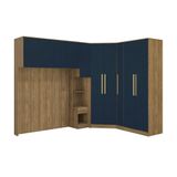 Quarto Modular Kappesberg Adapt Nogueira/azul Profundo 7 Peças 296cm X 210cm