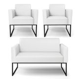 Sofá Namoradeira Com 2 Poltronas Base Industrial Preto Marisa Corino D03 - D\&#39;rossi Cor Branco