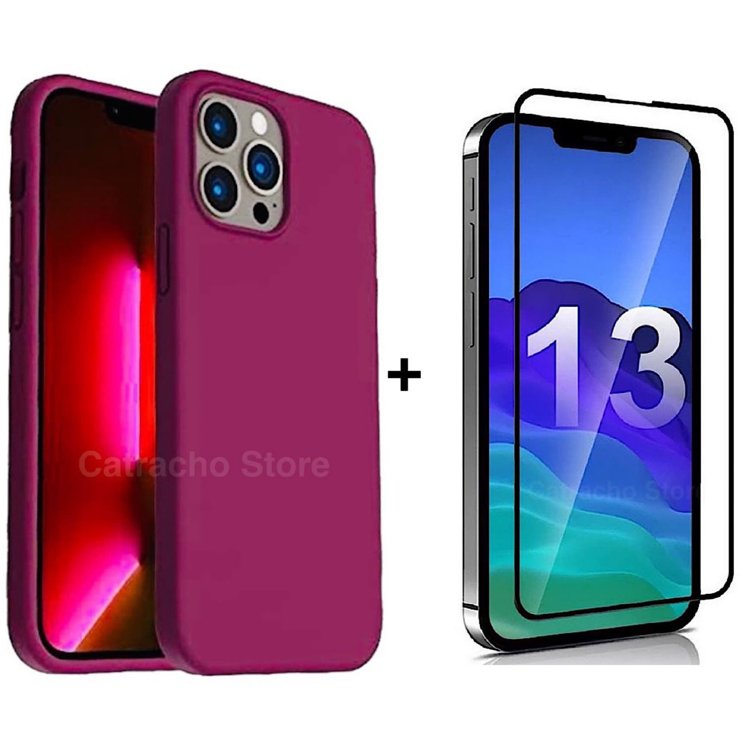 Capa De Silicone Rosa Vermelha Para Iphone 13 Pro