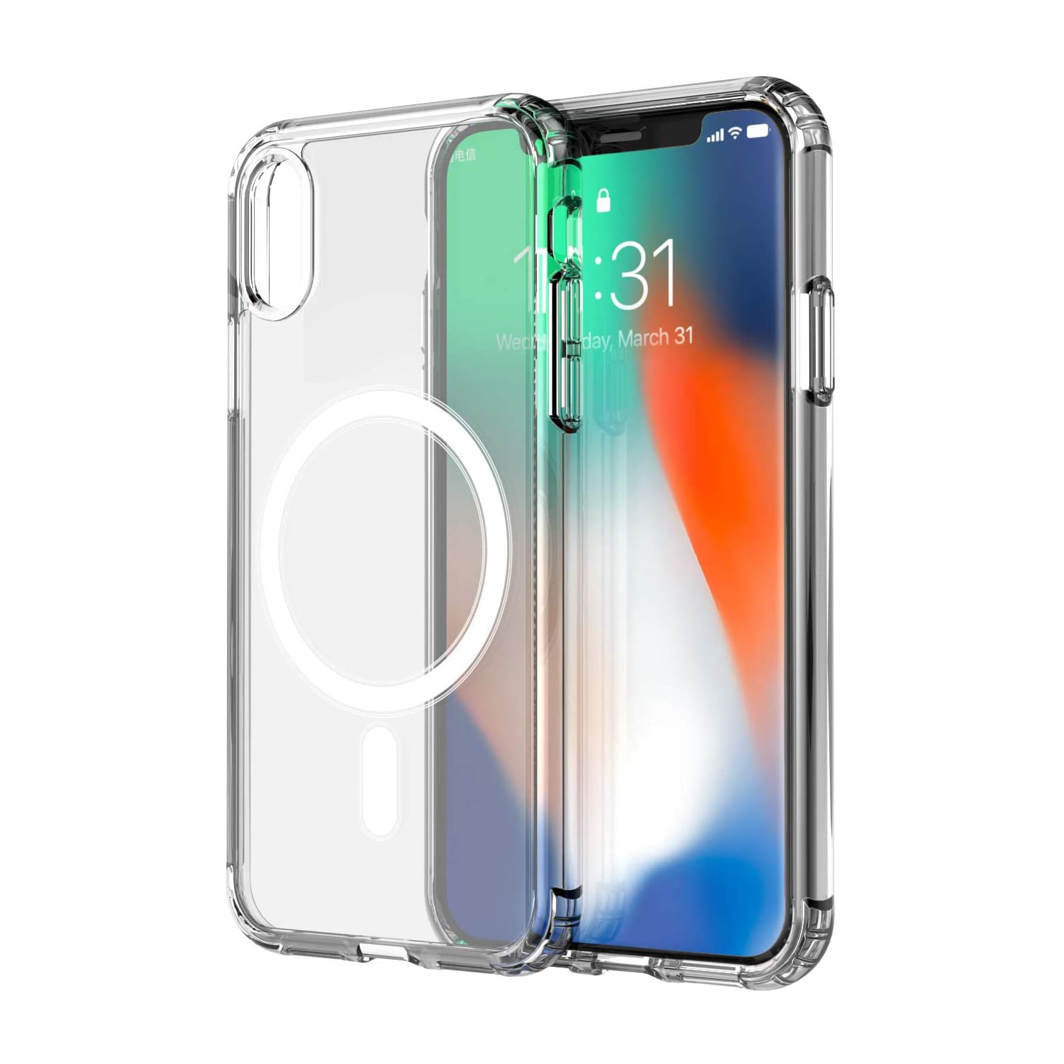 Capa De Carregamento Magnética Transparente Para Iphone Xs Max