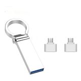 Chaveiro Pendrive Usb 3.0 De 2 Tb Com Adaptador Otg+ Tipo C
