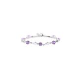 Pulseira De Prata Fina 925 Com Ametista Lilás Roxa