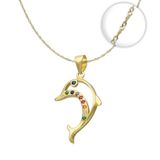 Colar Dolphin Chain 925 Em Prata Fina Banhada A Ouro 18k Para Mulheres