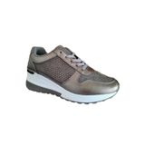 Tênis, Sapatos De Plataforma Femininos, Couro Ecológico, 6 Cm De Altura, Cinza/azul