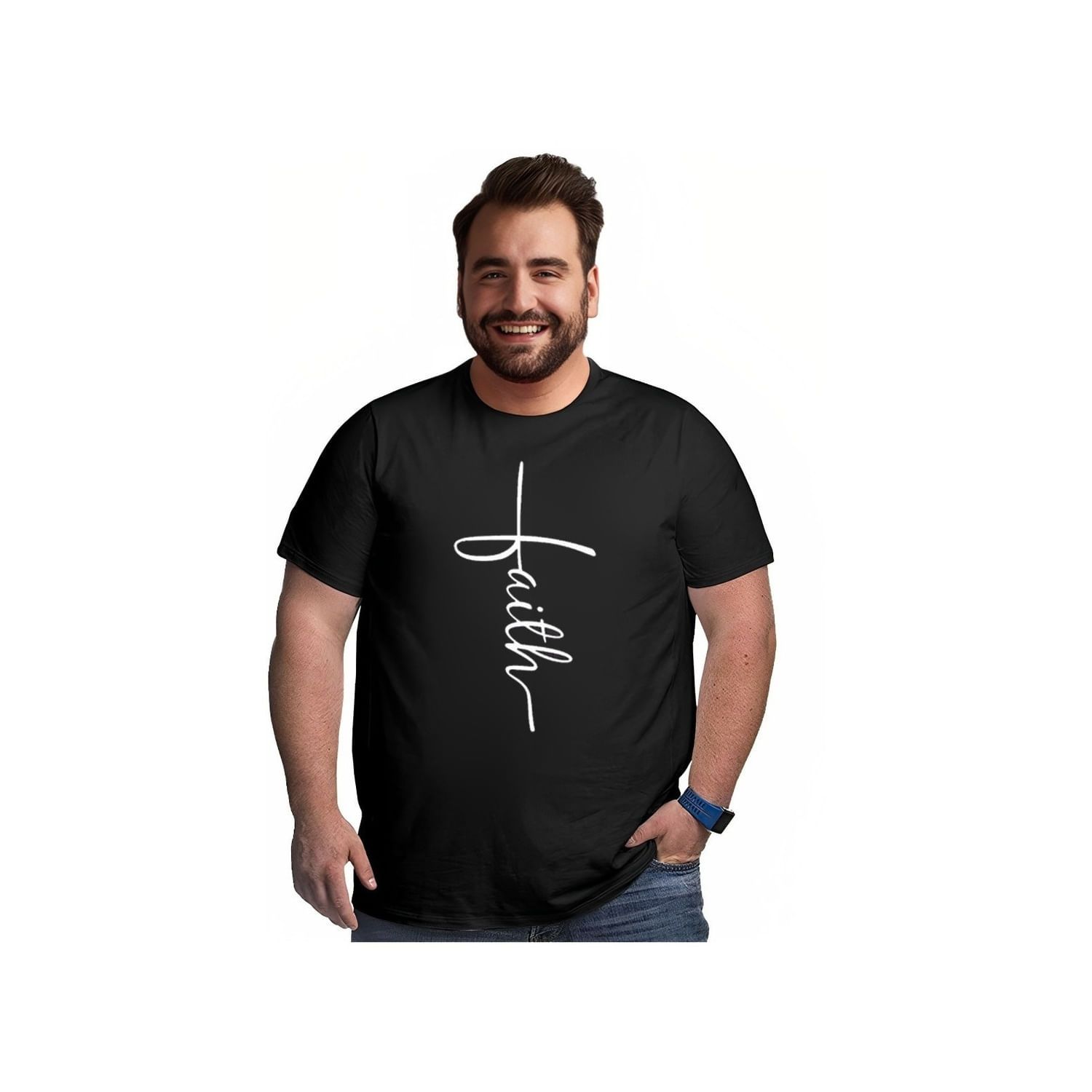 Camiseta Faith Jesus Religion Christian Tamanhos Grandes 2gg 3gg