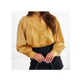 Camisa De Algodão Grande Com Mostarda Para Mulheres