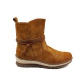 Bota De Tornozelo Feminina De Salto Baixo Camel Eco Leather