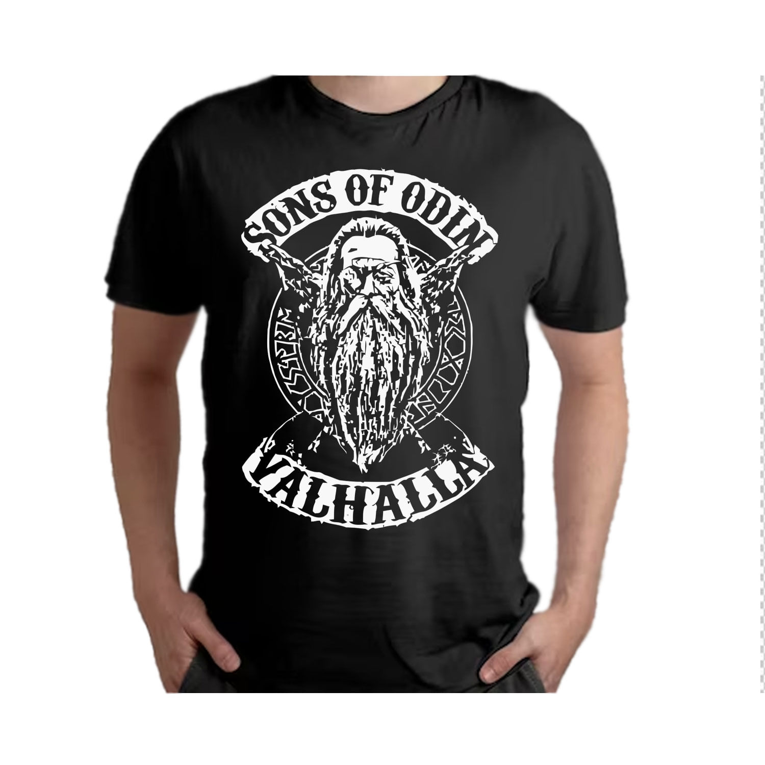 Camiseta Sons Of Odin Valhalla Com Estampa Dtf De Manga Curta