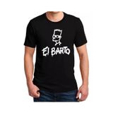 Camiseta El Barto De Algodão Preto Para Homens