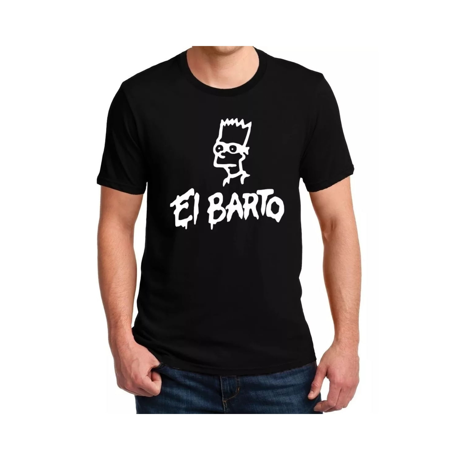 Camiseta El Barto De Algodão Preto Para Homens