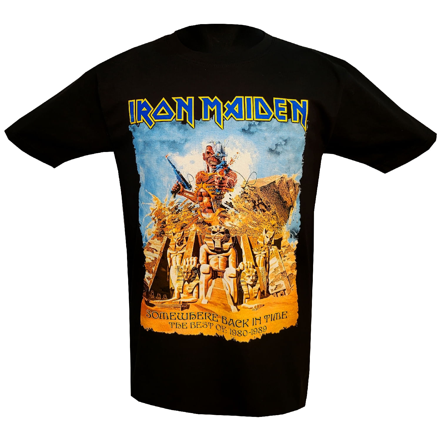 Camiseta Iron Maiden Somewhere Back In Time Com Estampa Dupla