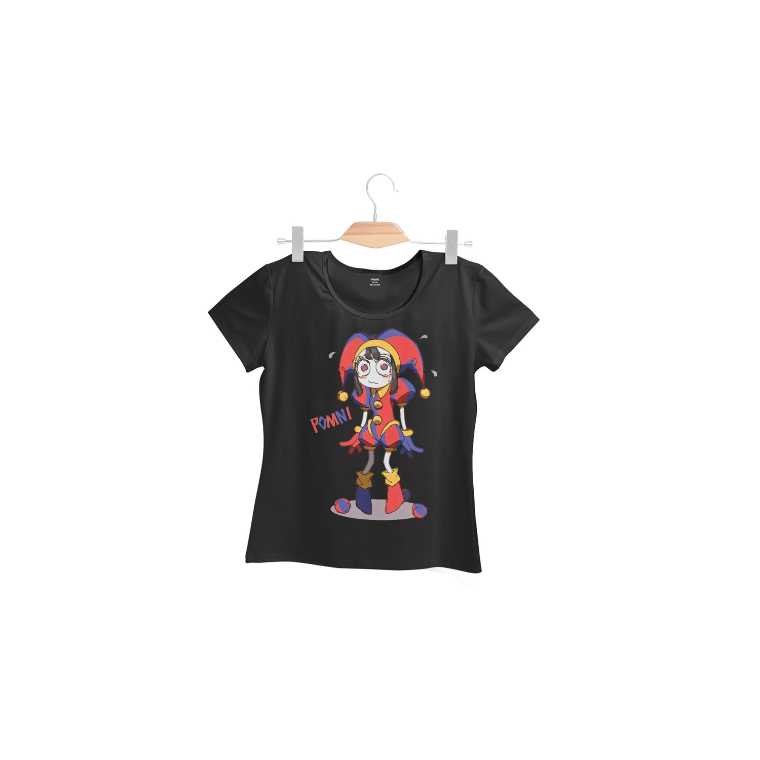 Camiseta Feminina Pomni Circo Digital - Preta