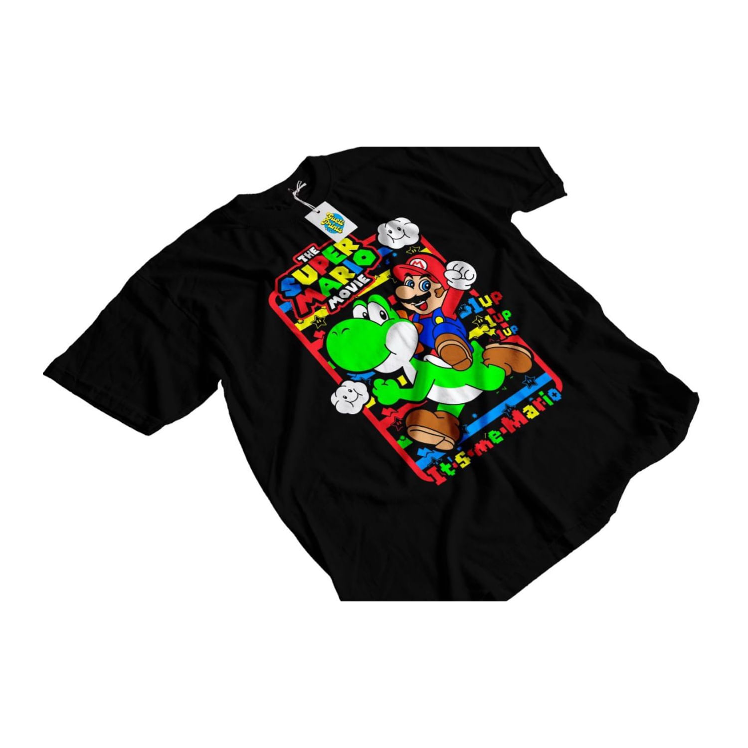 Camiseta Mario Bros Yoshi Cotton Para Crianças E Adultos