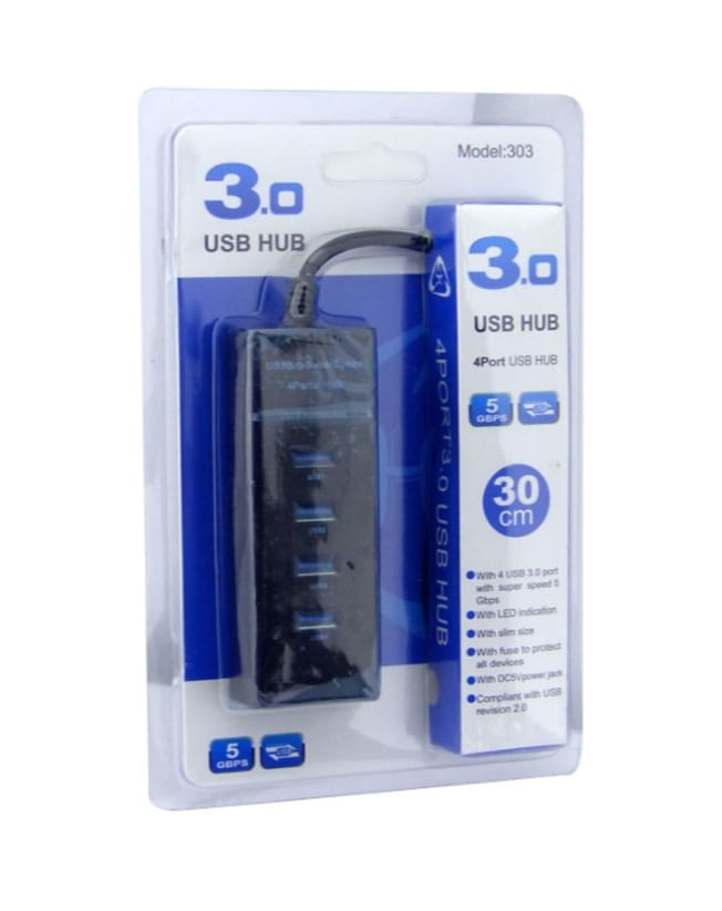 Hub Usb Hub 4 Entradas Usb 3.0 Com Cabo De 30 Cm, Com Luz - Carrefour