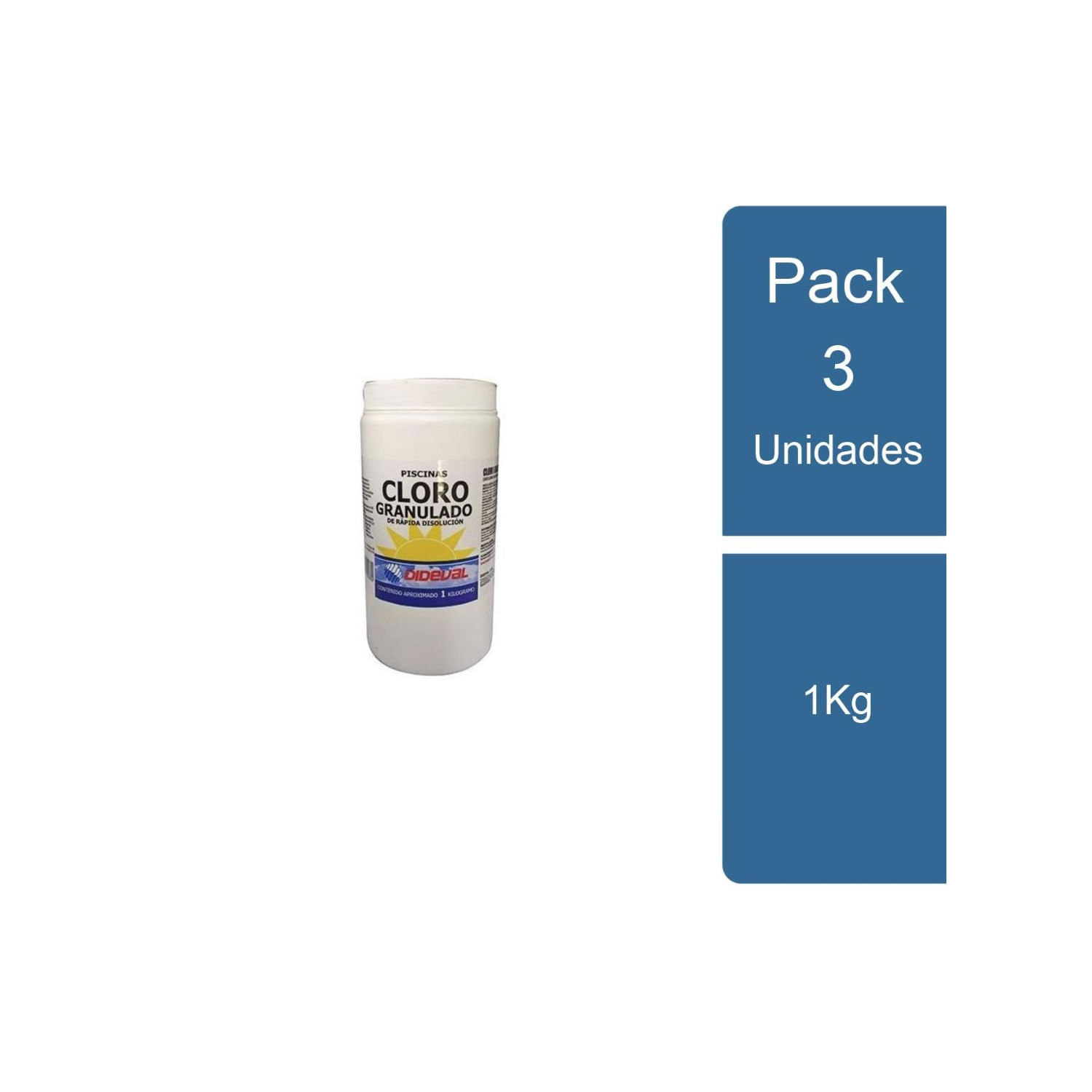 Pacote De Cloro Para Piscina Dideval De 1 Kg (3 Unidades)