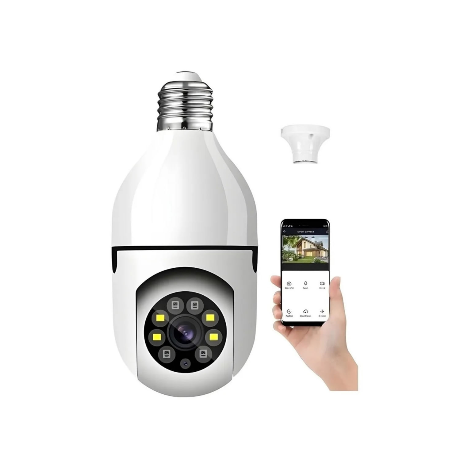 Câmera De Segurança Wifi 360 Bulb Ip Com Detecção De Movimento