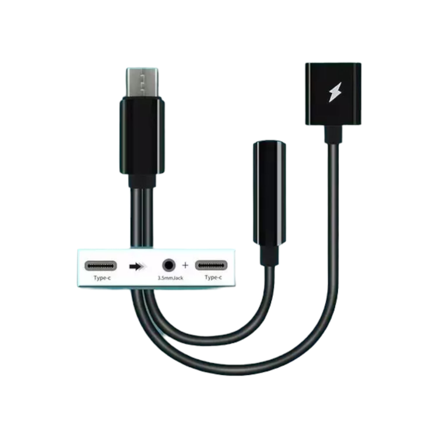 Adaptador Otg 2 Em 1 Usb Tipo C Para Áudio De 3,5 Mm + Carregamento