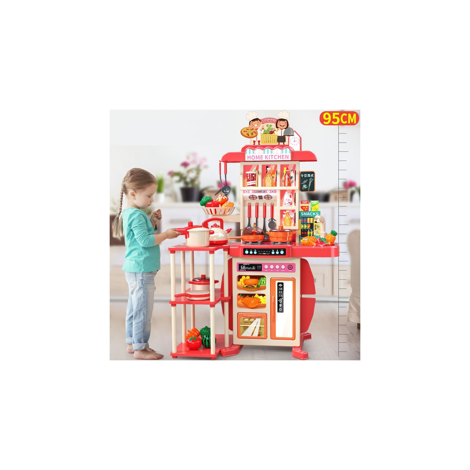 Brinquedo De Cozinha Brinquedo De Cozinha 95 Cm Com 73 Unidades Lights Sound Spray